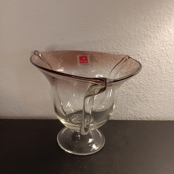 GORGEOUS NEW Bormioli Rocco in Italy Clear & Amethyst Umbra 9" Pedestal Vase. - Picture 1 of 6